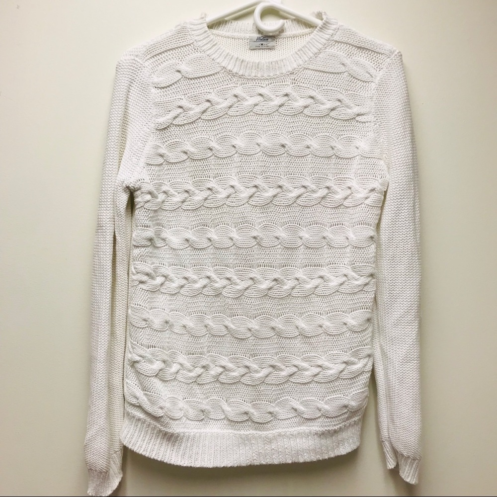 Wallace White Cable Knit Sweater